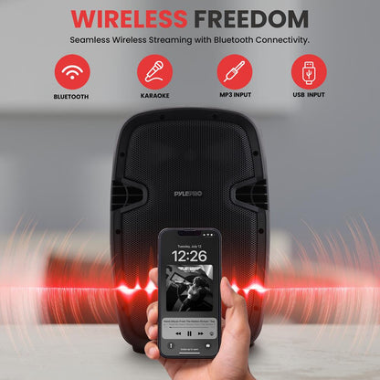 Wireless PA System 1000W Bluetooth Dual 10" Speakers w/ Stands & Mic