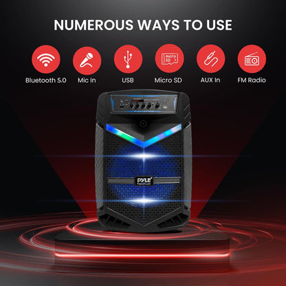 Portable Bluetooth PA Speaker 800W Rechargeable 12" Subwoofer Party Lights