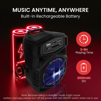 Enceinte Bluetooth portable 12" 1000W rechargeable avec lumières LED 