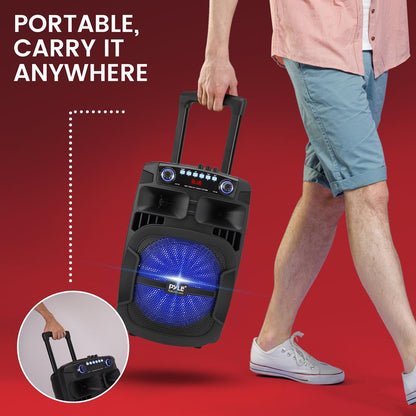 Portable Bluetooth PA Speaker 800W Rechargeable LED Lights 12"
