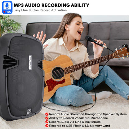 PA Speaker 600W Bluetooth Streaming 15" Woofer Titanium Tweeter