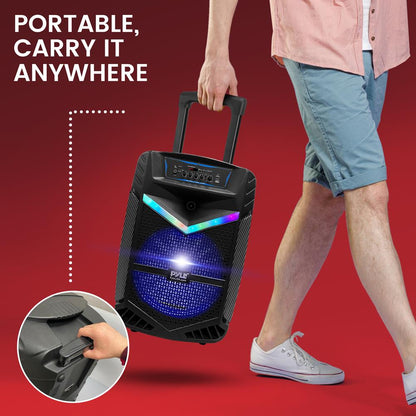 Portable Bluetooth PA Speaker 1200W Rechargeable 15" Subwoofer Party Lights
