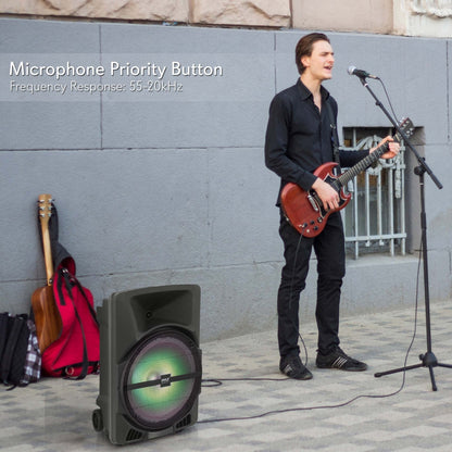 Wireless Portable PA Speaker 1200W Bluetooth LED Lights Rechargeable Battery
