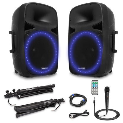 Système de haut-parleur PA sans fil 500W, Bluetooth, woofer 15", lumières de fête 
