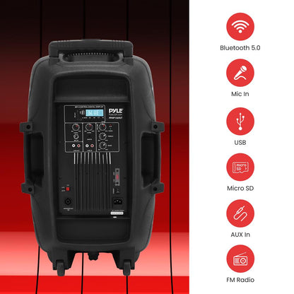 Système de haut-parleur PA sans fil 500W, Bluetooth, woofer 15", lumières de fête 