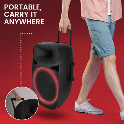 Système de haut-parleur PA sans fil 500W, Bluetooth, woofer 15", lumières de fête 