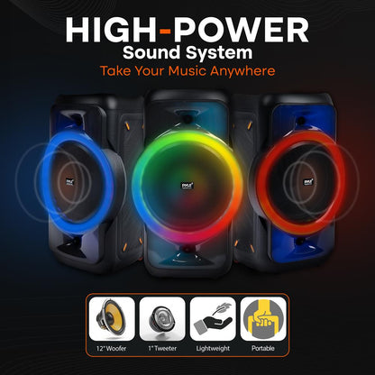 Bluetooth Party Speaker, Powerful Sound, TWS, LED Lights, Portable