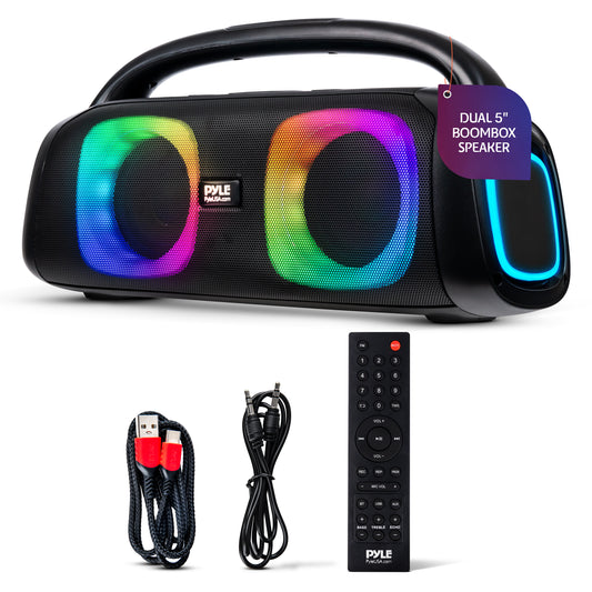 Boombox sans fil à double haut-parleur de 5 pouces avec streaming BT 