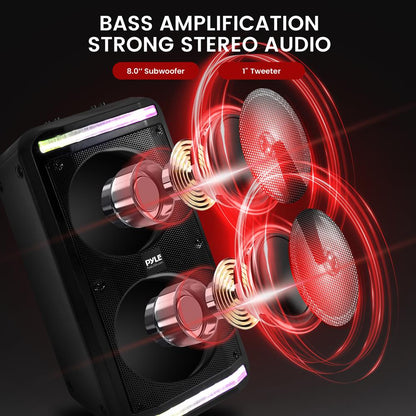 Portable Bluetooth PA Speaker 600W Rechargeable LED Lights Karaoke System