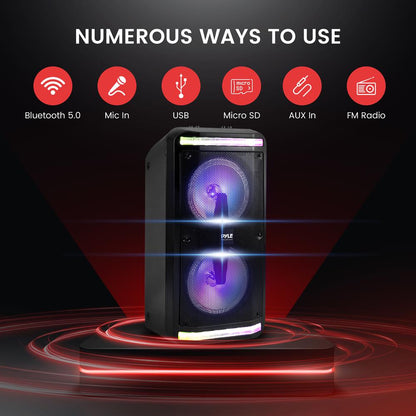 Portable Bluetooth PA Speaker 600W Rechargeable LED Lights Karaoke System