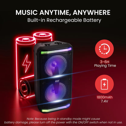 Portable Bluetooth PA Speaker 600W Rechargeable LED Lights Karaoke System
