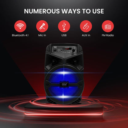 Haut-parleur PA Bluetooth rechargeable 240W, lumières LED, subwoofer 6,5" 