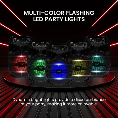 Haut-parleur PA Bluetooth rechargeable 240W, lumières LED, subwoofer 6,5" 