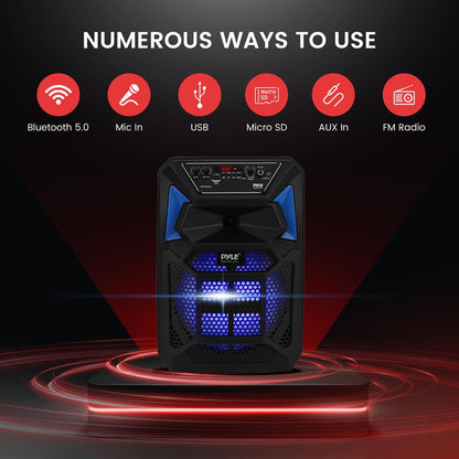 Portable Bluetooth PA Speaker 400W, LED Lights, Mic, Wheels, Rechargeable