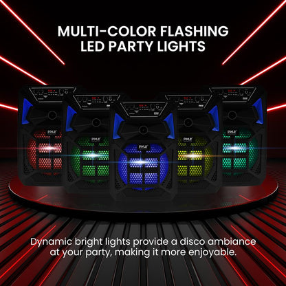 Portable Bluetooth PA Speaker 400W, LED Lights, Mic, Wheels, Rechargeable