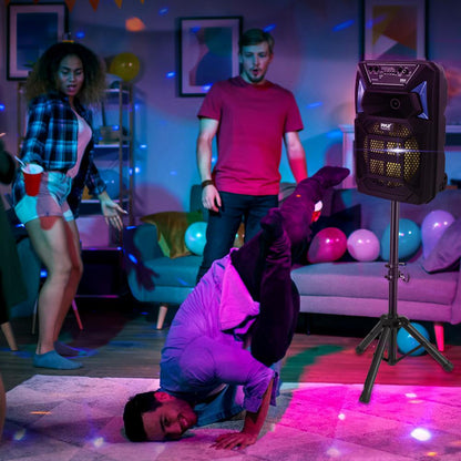 Portable Bluetooth PA Speaker 400W, LED Lights, Mic, Wheels, Rechargeable