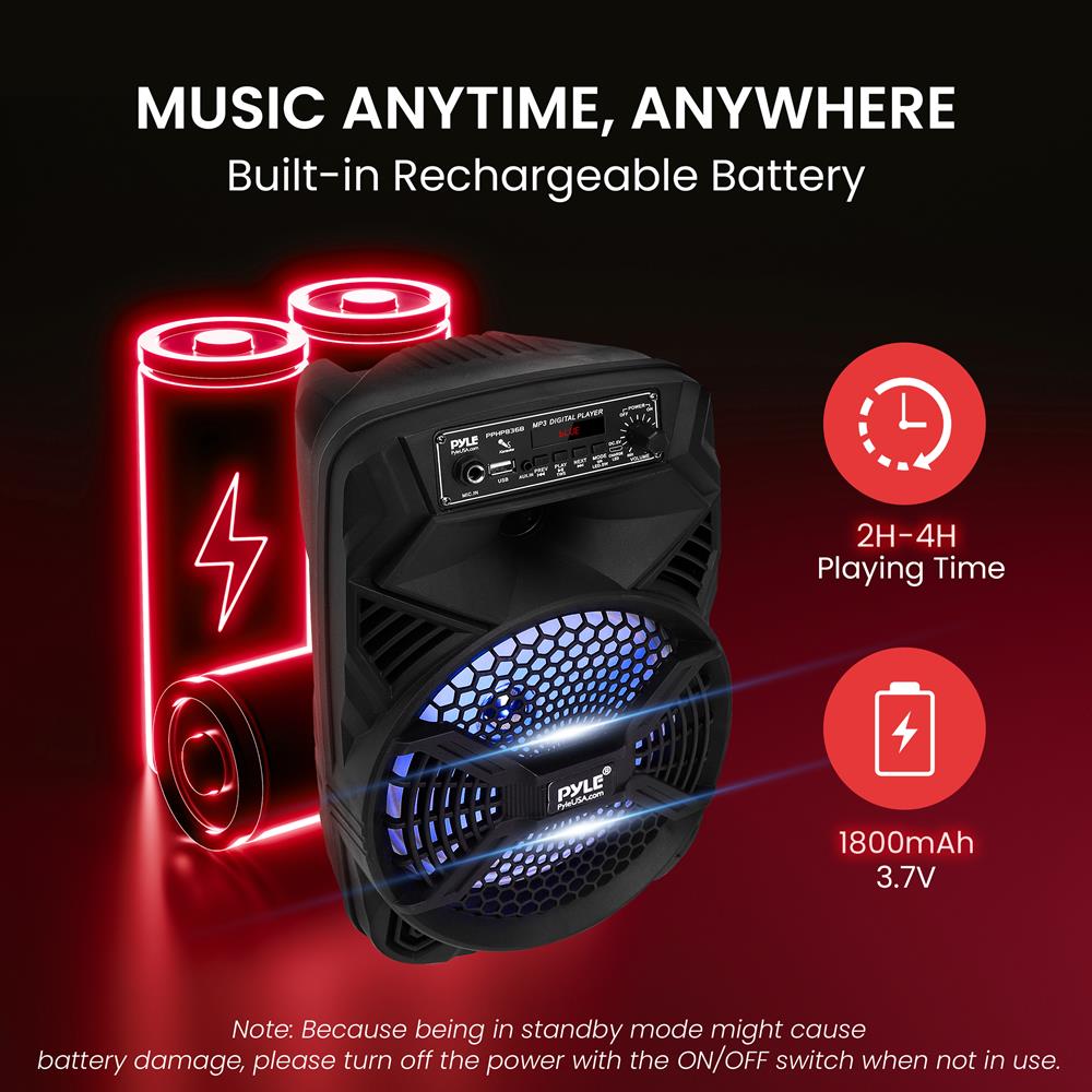 product image number 5 for Pyle 8” Portable Pa Speaker