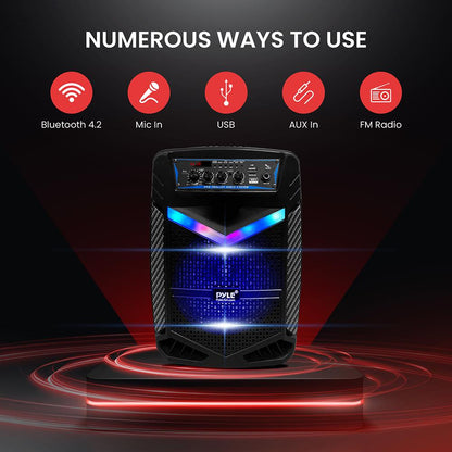 400W Bluetooth PA Speaker Rechargeable 8" Subwoofer LED Lights