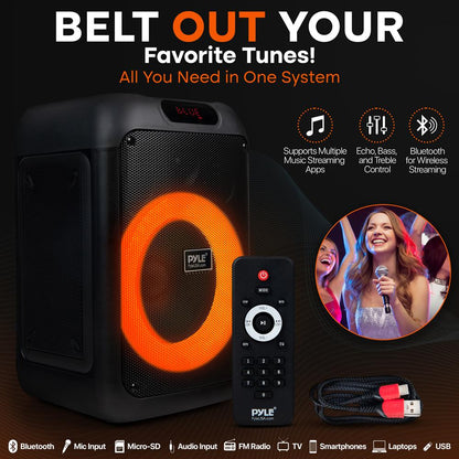 Bluetooth Party Speaker, Powerful Bass, 100W, LED Lights, Portable
