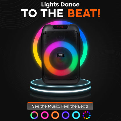 Bluetooth Party Speaker, Powerful Bass, 100W, LED Lights, Portable