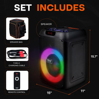 Bluetooth Party Speaker, Powerful Bass, 100W, LED Lights, Portable
