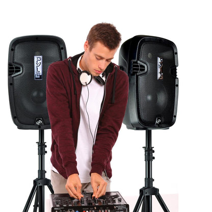 Bluetooth PA Speaker Kit 700W - Dual 8" Speakers, Stands, Mic, Remote