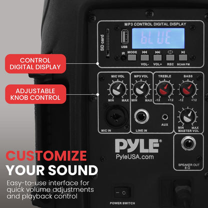 Bluetooth PA Speaker Kit 700W - Dual 8" Speakers, Stands, Mic, Remote