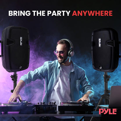 Bluetooth PA Speaker Kit 700W - Dual 8" Speakers, Stands, Mic, Remote