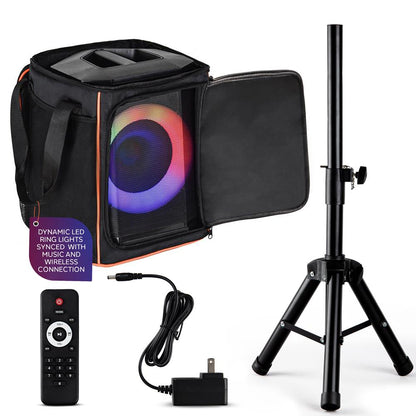 Bluetooth Party Speaker, Powerful Bass, TWS, LED Lights, 120W, Tripod