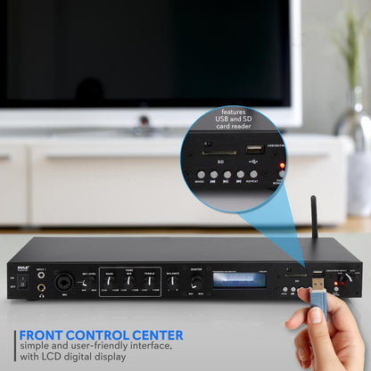 Rack Mount Pre-Amplifier - Bluetooth Streaming, Recording Mode, Metal Panel