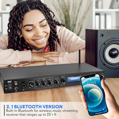 Rack Mount Pre-Amplifier - Bluetooth Streaming, Recording Mode, Metal Panel