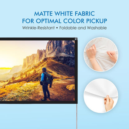 120" Portable Projector Screen, HD 16:9, Wrinkle-Resistant, Matte White