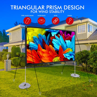 120" Portable Projector Screen, HD 16:9, Wrinkle-Resistant, Matte White