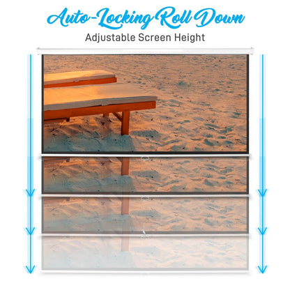Easy Pull-Down Projector Screen 100-Inch