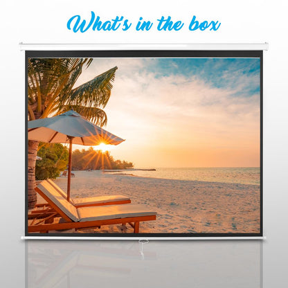 Easy Pull-Down Projector Screen 100-Inch