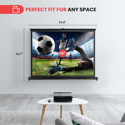 Portable Projector Screen 40" Easy Setup Matte White Display