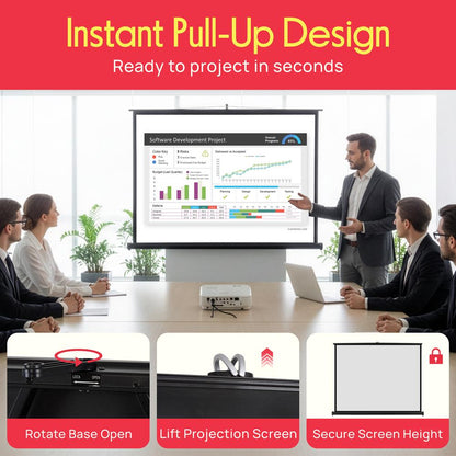 Quick Fold-Out Projector Screen, 50-inch