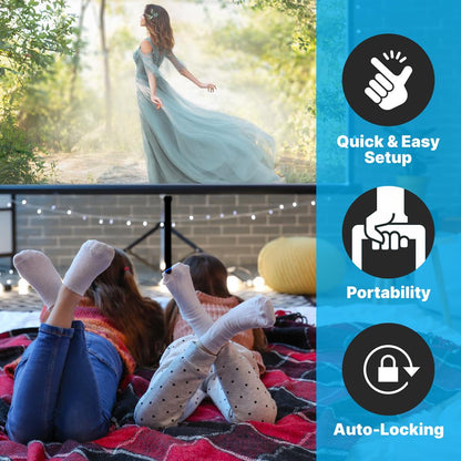 60" Portable Projector Screen, Easy Setup, Matte White, Tripod Stand