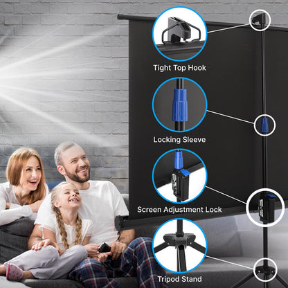 60" Portable Projector Screen, Easy Setup, Matte White, Tripod Stand