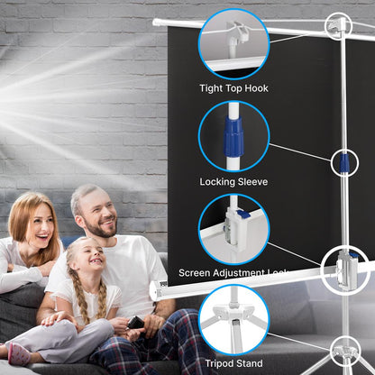Écran de projecteur sur trépied, 72 pouces 
