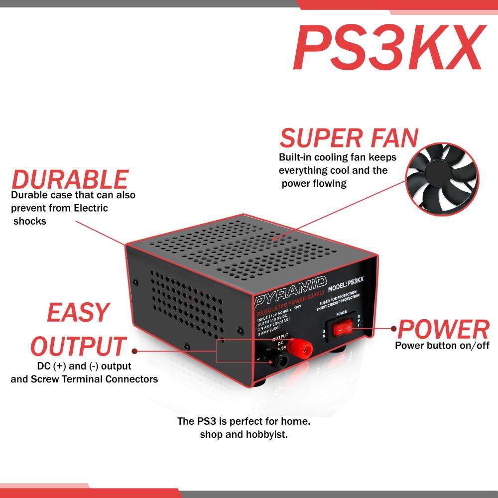 product image number 3 for Pyramid 2.5 Amp Hobbyist Bench Power Supply