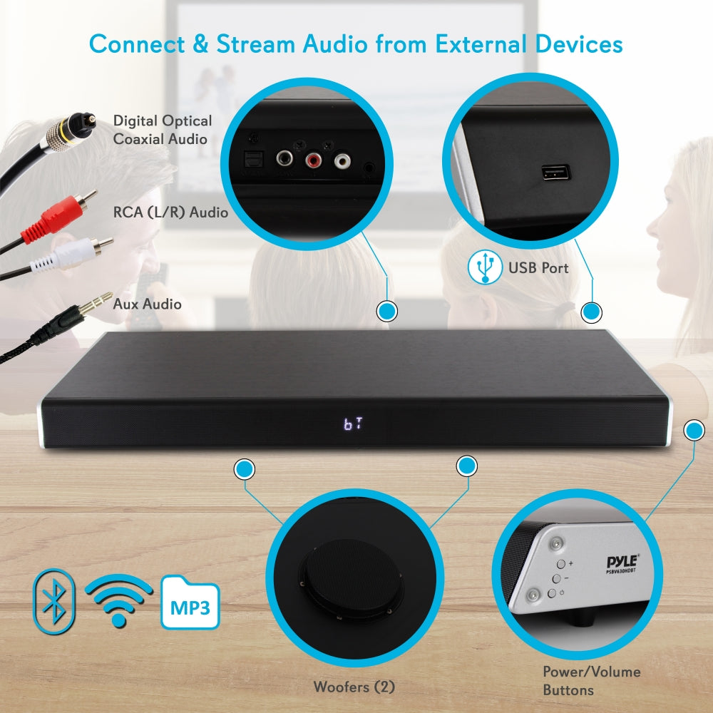 product image number 2 for Pyle Home Theater Bluetooth Soundbar Speaker
