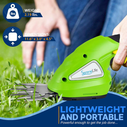 Cordless Grass Cutter & Hedge Trimmer, Rechargeable, Quick Change Blades, Green