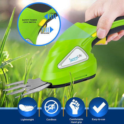 Cordless Grass Cutter & Hedge Trimmer, Rechargeable, Quick Change Blades, Green