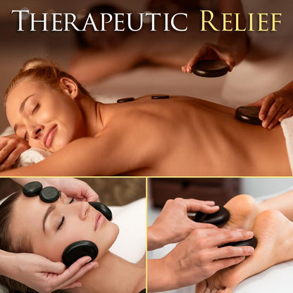 Portable Hot Stone Massager Kit, Waterless Heating, Basalt Stones