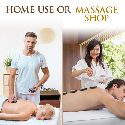 Portable Hot Stone Massager Kit, Waterless Heating, Basalt Stones