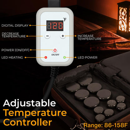 Portable Massage Stone Warmer - Relieve Tension - Basalt Stones, Digital Control