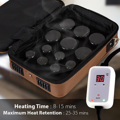 Portable Massage Stone Warmer - Relieve Tension - Basalt Stones, Digital Control