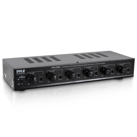 6-Channel Speaker Selector Switch, Multi-Zone Control, 100W, Compact Design