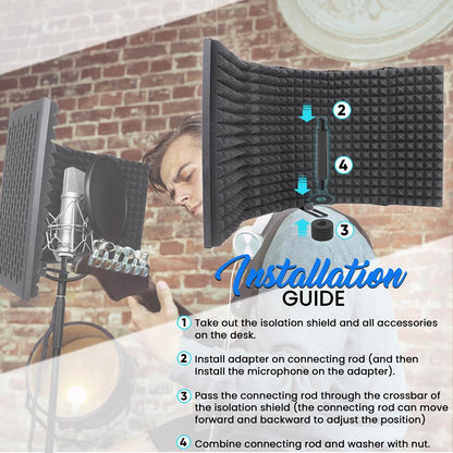 Studio Microphone Isolation Shield - Enhance Vocals with 5 Acoustic Panels
